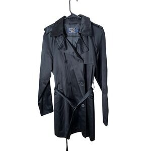 American Living Women's Black Double Breasted‎ Trench Coat Belted Size M